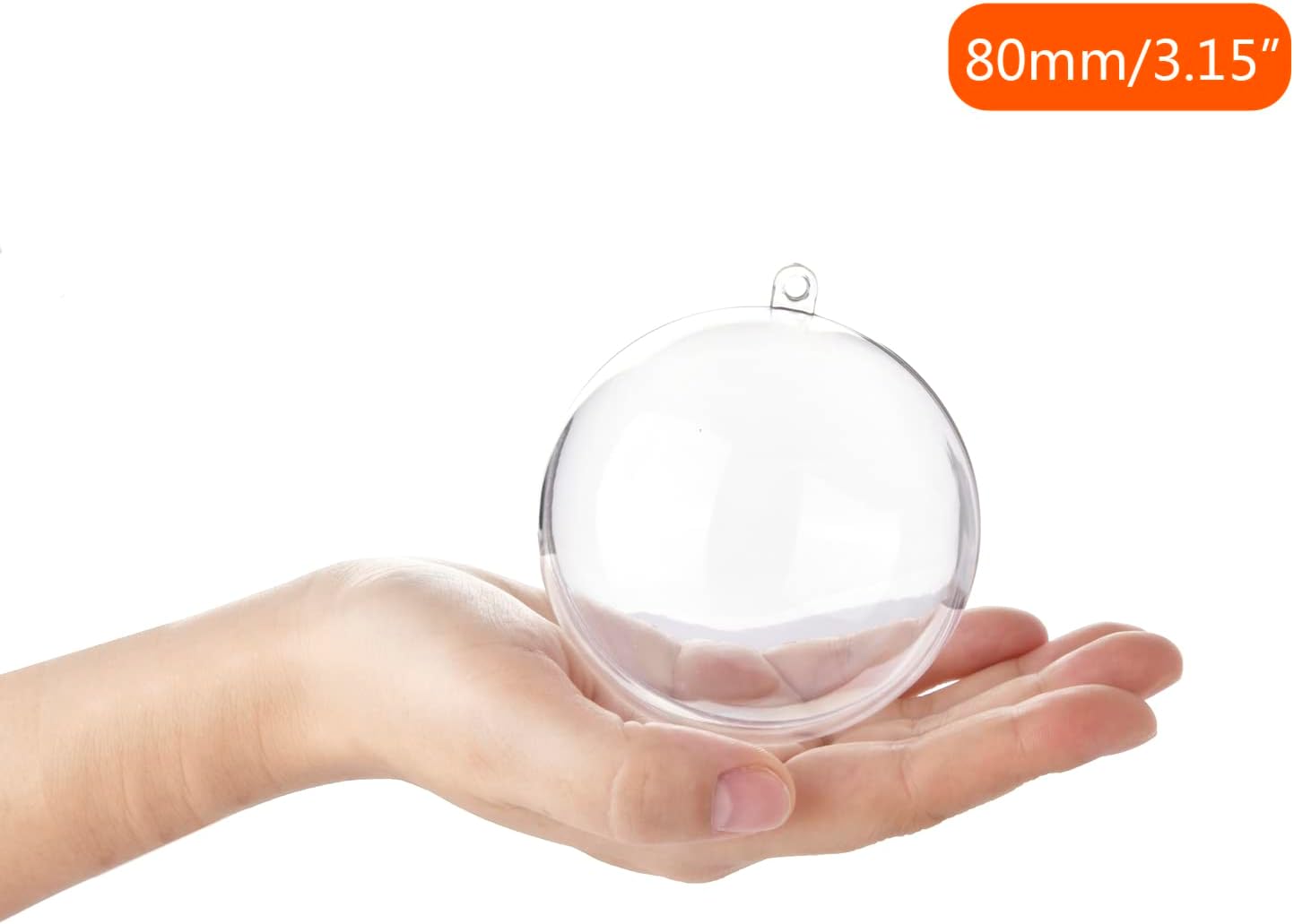 Clear Plastic Fillable Christmas Ornaments - 3.15” DIY Craft Balls, Pack of 10