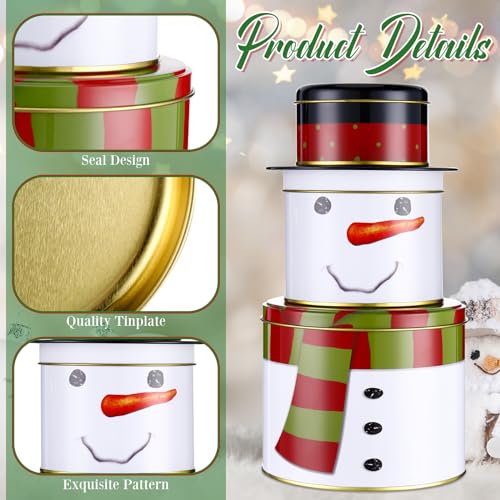 Tandefio 2 Sets Christmas Cookie Tins with Lids - 3 Layer Metal Holiday Gift Boxes
