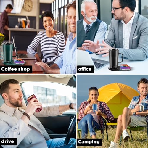 LEGARDLILIU Iron Black 18oz Self-Heating Coffee Mug with App Control, Temperature & LED Display
