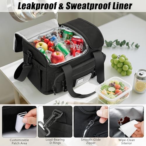 20L Insulated Lunch Bag for Men with Hot Cold Dual Compartments - Leakproof & Portable