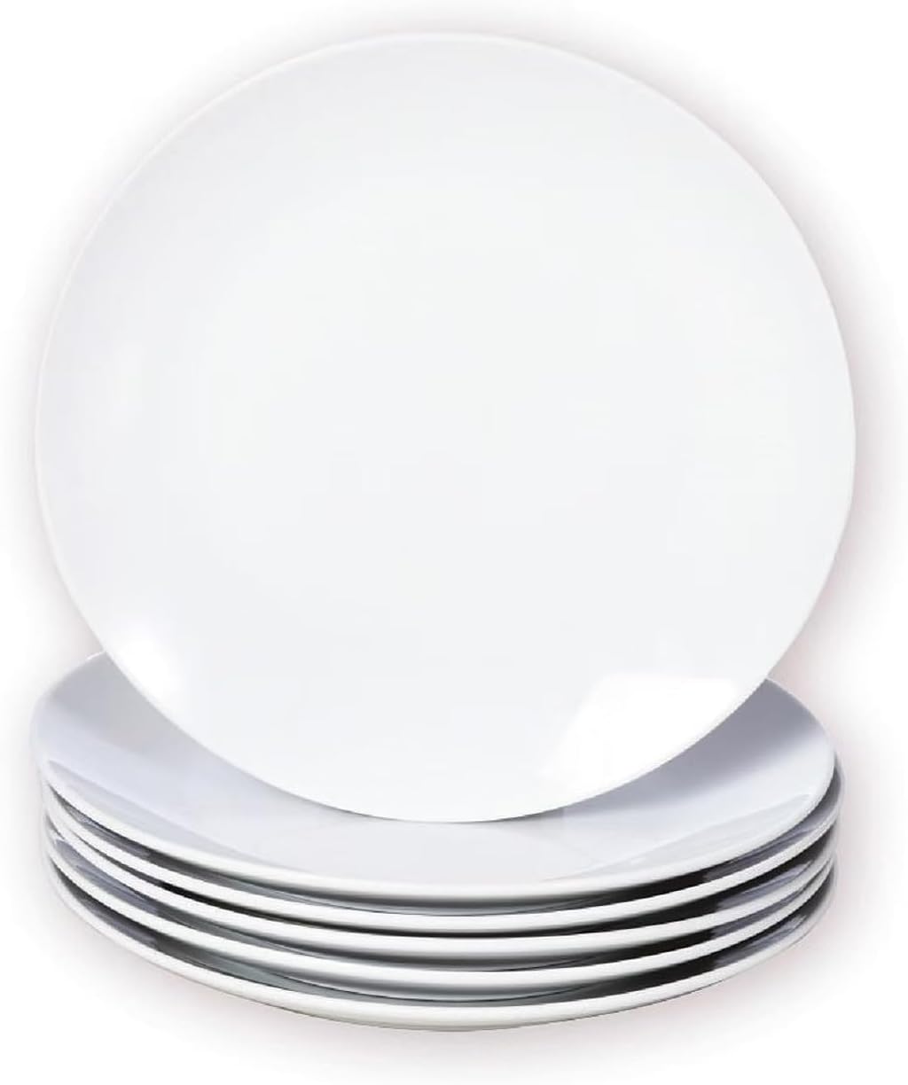 Miicol Small Dessert Plates - Set of 6 Ceramic White Appetizer Plates | 6-Inch Mini Porcelain Serving Dishes for Cake, Bread, Salad, Snack