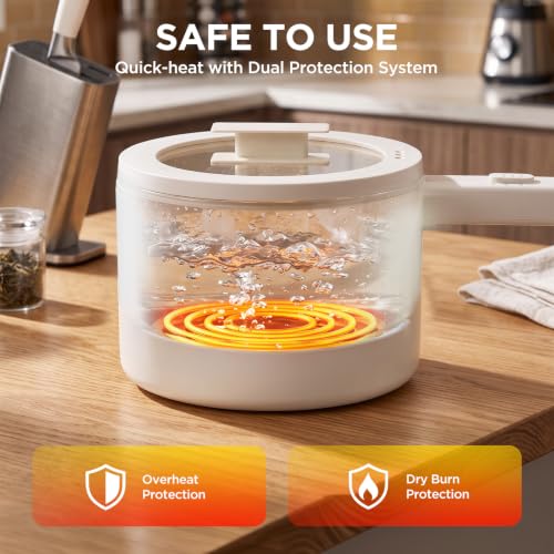 2L Electric Hot Pot Non-Stick Cooking Pan - Compact White Multi-Functional Appliance