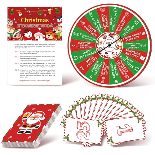 Christmas Gift Exchange Game Spinner 29 Pcs Party Game Set with Cards