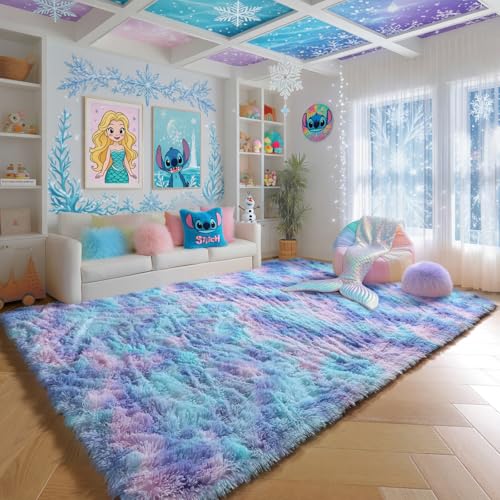 Rainbow Purple Area Rug 5x7 Ft Plush Kawaii Living Room Decor - Variation of THIS listing