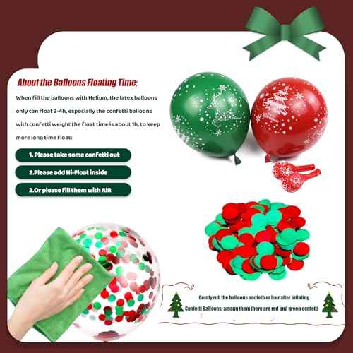 100 PCS Light Up Balloons Set, 50 PCS 12 Inch Ballons & 50 PCS Led Balloon Lights, Christmas Balloon Decorations, Glow in the Dark for Christmas Holiday Party Decoration