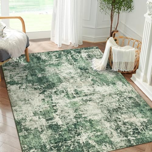 8x10 Green Washable Non-Slip Area Rug for Bedroom Living Room & Dining