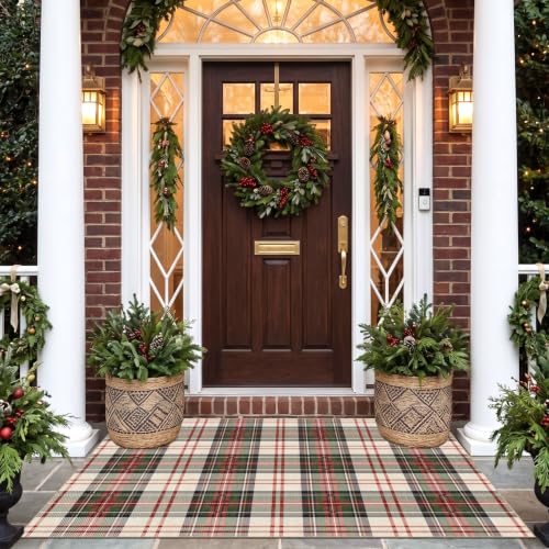 Christmas 4x6 Covered Outdoor Patio Rug - Washable Front Door Mat