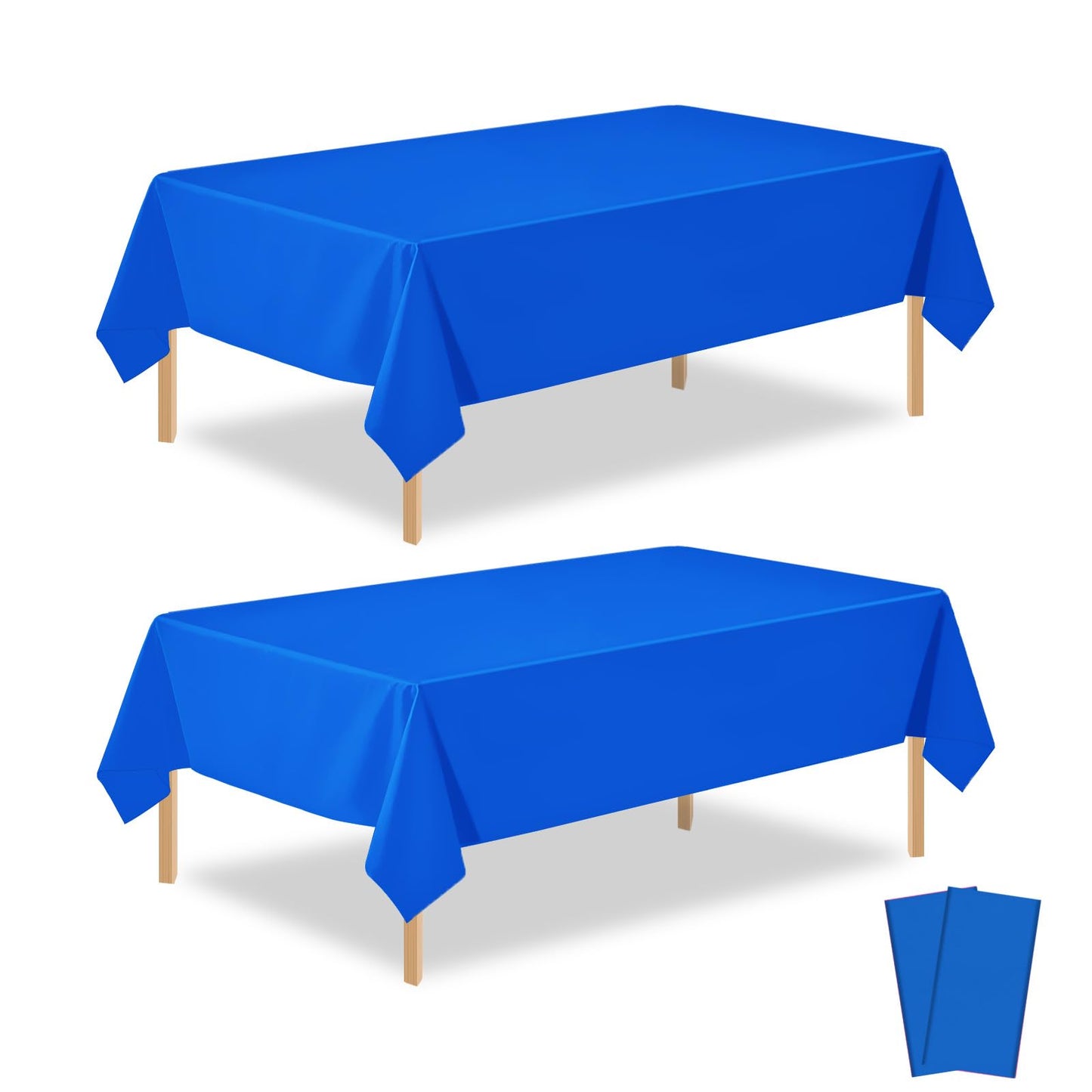 PUSAEN 2 Pack Royal Blue Plastic Table Cloth Disposable Rectangle Tablecloth 54 x 108 Inch, Royal Blue Plastic Table Covers for Birthday Wedding Banquet Picnic Holiday Party Decorations