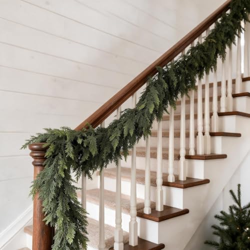2PCS 9FT Gradient Christmas Garland Artificial Cedar Wreath Decor