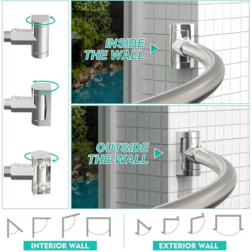 Adjustable Curved Shower Curtain Rod - Nickel Finish, 38-72 Inches, Brush Nickel Variation