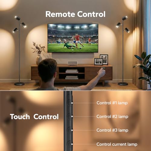 SIBRILLE 36W LED Tree Floor Lamp with Remote - Deep Black