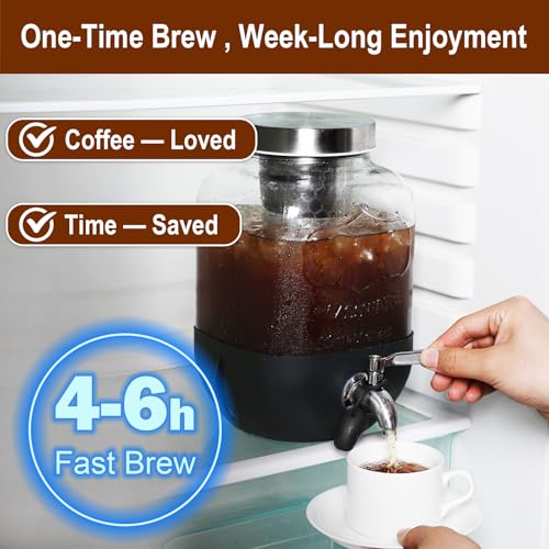 1 Gallon Cold Brew Coffee Maker with Stainless Steel Filter & Spigot