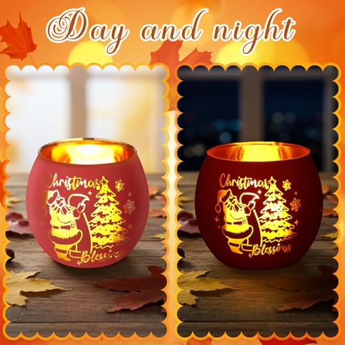 VIHOSE 6-Pack Christmas Votive Candle Holders with Flameless LED Candles - Festive Decor