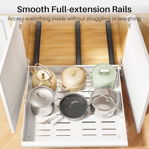 White 2-Pack Expandable Pull Out Cabinet Organizer for Framed Cabinets, 13.6-24" Wide & 21" Deep