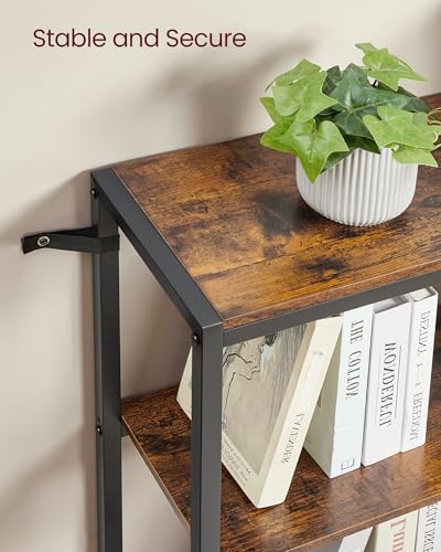 VASAGLE Rustic Brown & Ink Black 5-Tier Corner Bookshelf, 40.2 x 9.4 x 55.9 in, Convertible Storage Solution