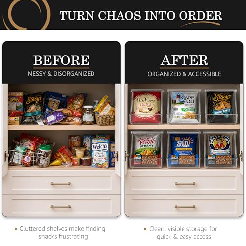 Sorbus 4 Pack Stackable Snack Organizer Bins for Pantry & Kitchen