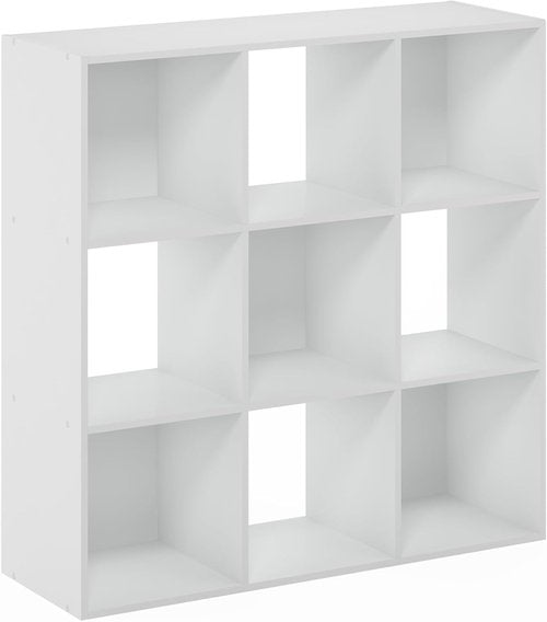 Furinno PELLI 9-Cube Closet Organizer - Versatile Open Shelf Storage for Bedroom & Living Room - White