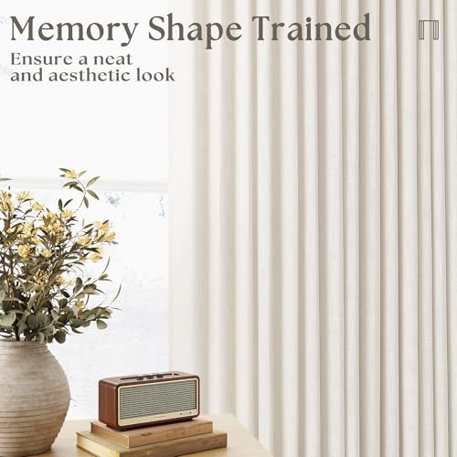 Natural Linen Cafe Curtains 24 Inch Length Set - 40W x 24L Pinch Pleated