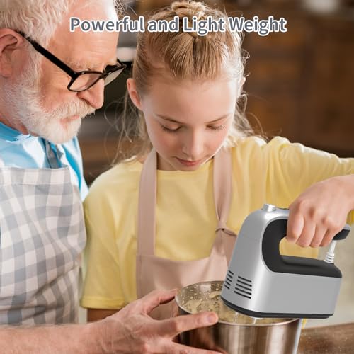 Yomelo 9-Speed Digital Hand Mixer Electric, 400W Powerful DC Motor,