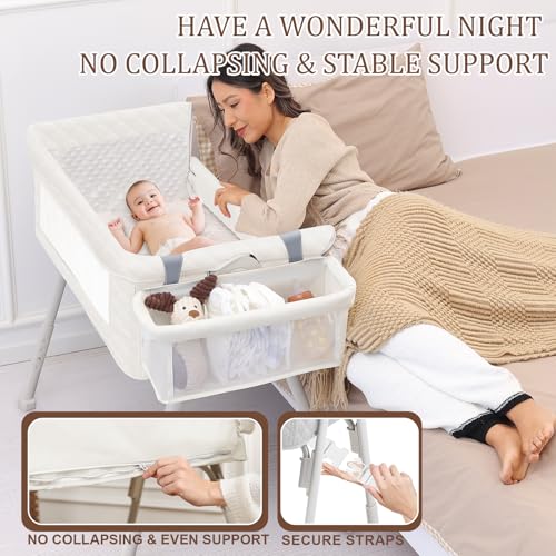 UBBTWJ White 4-in-1 Baby Bassinet Bedside Sleeper & Crib with Storage