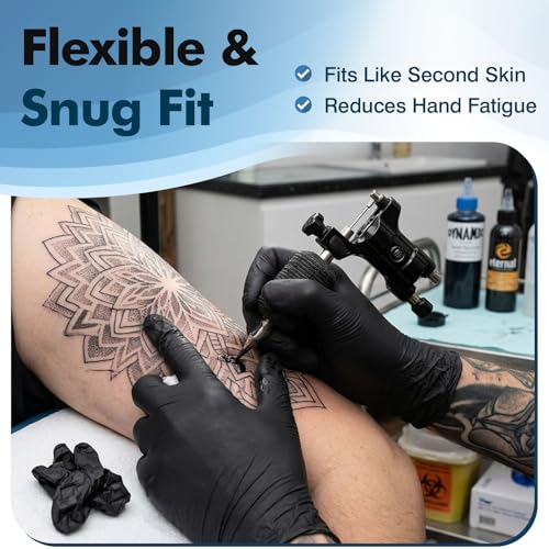 Fixwal Disposable Black Nitrile Gloves Large 4 Mil 1200 Count Food & Household Use