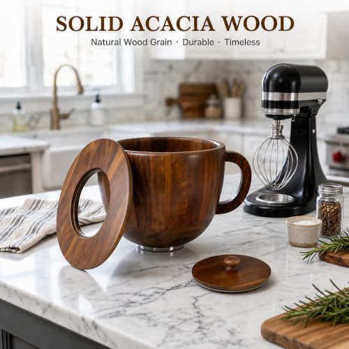 Wood Mixing Bowl for 4.5-5 QT KitchenAid Stand Mixer - Acacia Wood
