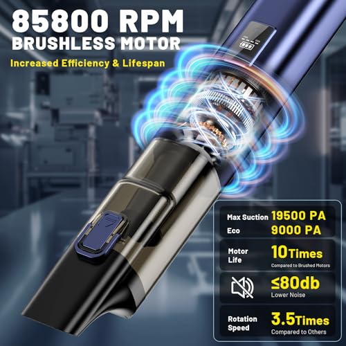 Omofull Blue 4-in-1 Cordless Car & Home Vacuum with Air Duster, 19500Pa