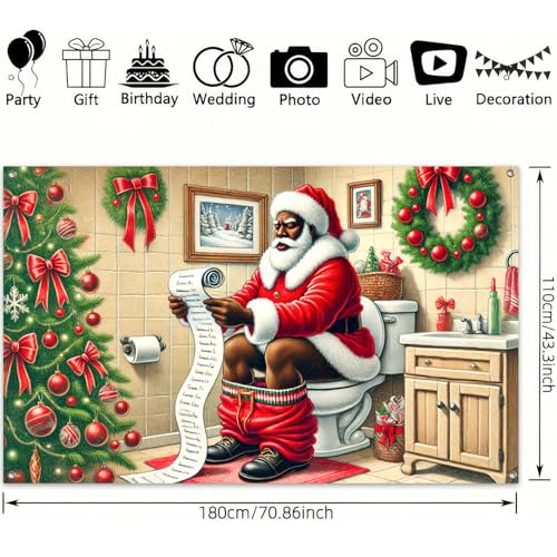 Merry Christmas Holiday Banner 71x43 in Seasonal Photo Decor - BlissYard