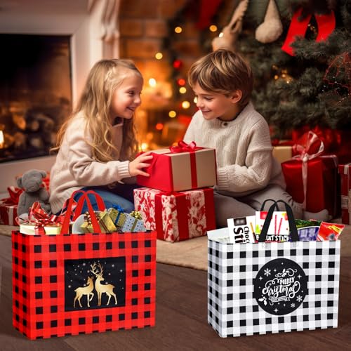 Js2U ZW Christmas Gift Bags 22 Pack Reusable Tote Bags Holiday Party Supplies