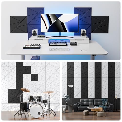 ROOME 22 Pack Self-Adhesive Acoustic Panels Black 0.4 Inch Soundproof Foam for Walls