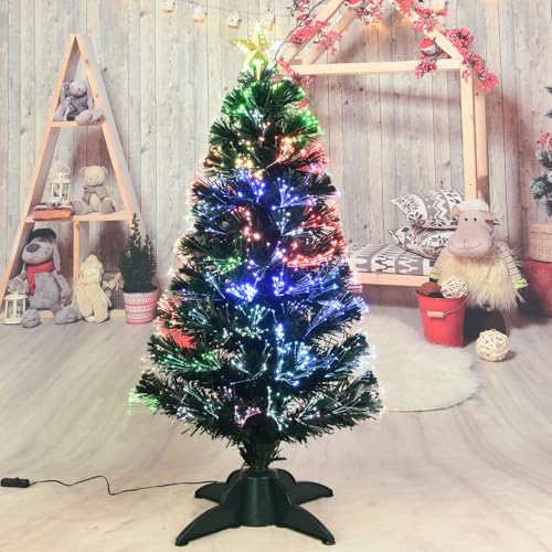 HABAGOU 3ft Pre-Lit Fiber Optic Christmas Tree with Top Star - Mini USB lights