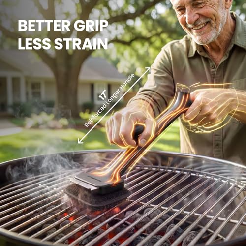 ThermoMaven Black 3-Pack Bristle-Free BBQ Grill Brush with Steam Cleaner & Replaceable Heads