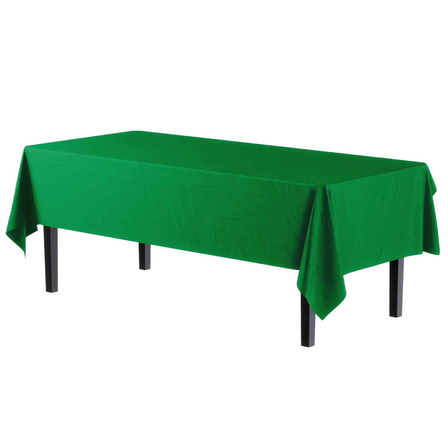 Exquisite 12-Pack Premium Plastic Tablecloth Pack of 12 Premium Plastic Tablecloth 54 Inch x 108 Inch Rectangle Table Cover - Emerald Green