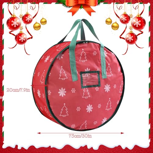 TaoQ C Red 30 Inch Christmas Wreath Storage Bag Waterproof Dustproof Organizer