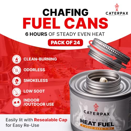 24 Pack 6 Hour Chafing Fuel Cans for Food Warmers and Buffets - Reliable Heat