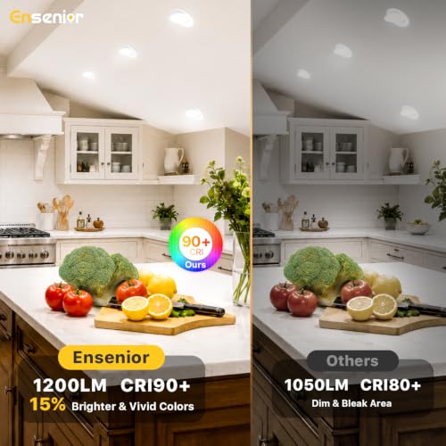 Ensenior 6 Inch Gimbal LED Recessed Light 5CCT Dimmable 12W 1200LM 6 Pack