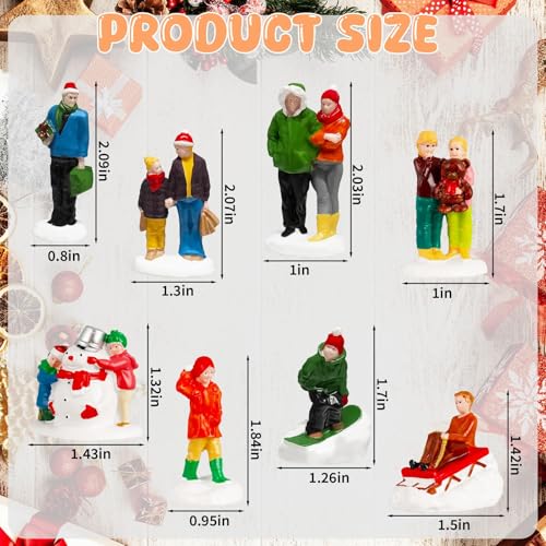 Rileryan 8 PCS Miniature Christmas Village People Figurines - Variation A