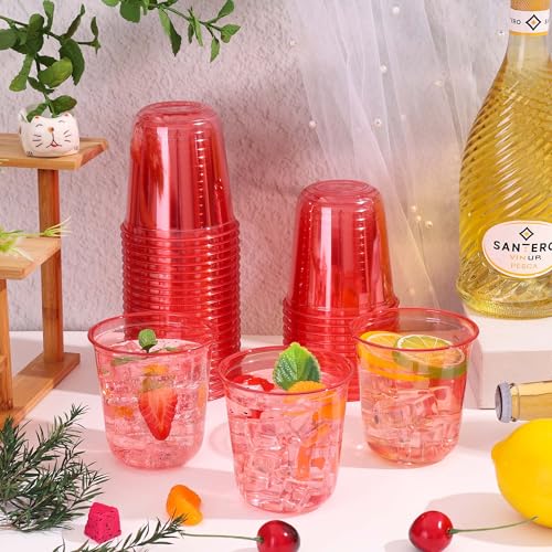 KesaPlan 50Pcs Red 12oz Disposable Plastic Party Cups – Wine Cocktail Cups