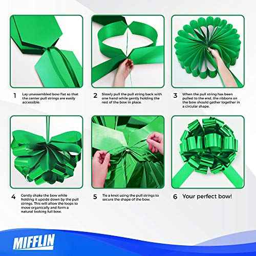 Mifflin-USA - Big Car Bow - Matte Green, 18 Inch - Giant Gift Bow for Birthday, Christmas - Huge Car D?cor