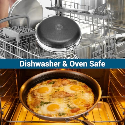 10-Inch Tri-Ply Stainless Steel Hybrid Frying Pan with Ceramic Nonstick Coating - Oven & Induction Safe