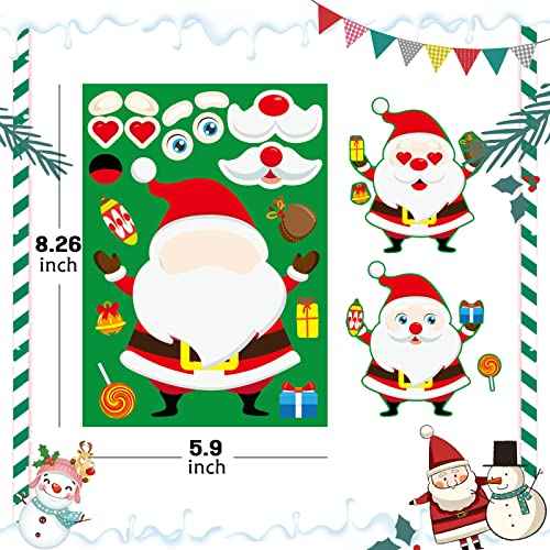 DUJAA 36 Sheets Christmas Party Games Stickers for Kids Make Your Own Sticker, Make a face Sticker with Santa Snowman Reindeer Elf for Kids Holiday Christmas Party Favors