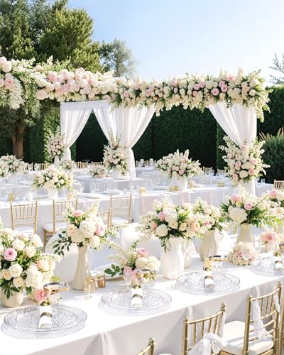 Hioasis Clear Gold Disposable Plates - 350 Pcs Wedding & Party Tableware