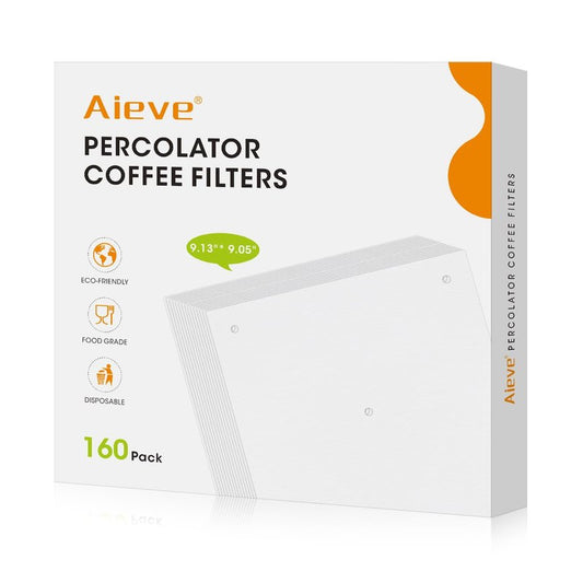Aieve Percolator Coffee Filters, Wrap Around Coffee Filters for Percolator Coffee Pot Electric,9 x 9 Inch (160 Count)