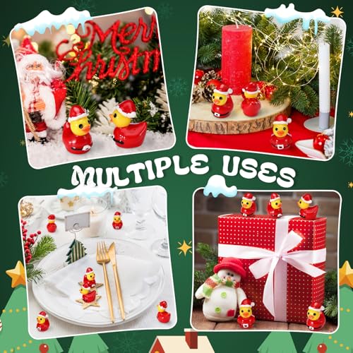 Foilswirl 50 Pcs Christmas Mini Resin Santa Claus Duck Figurines - Festive Holiday Decor