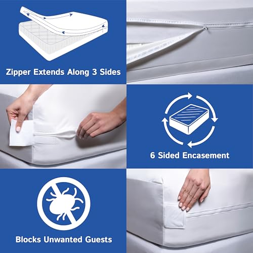 Four Seasons Essentials Full Size Waterproof Mattress Protector Zippered Encasement Hypoallergenic White