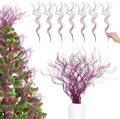Lyrow 30Pcs 17in Purple Glitter Dragon Whisker Branches - Christmas Vase Filler