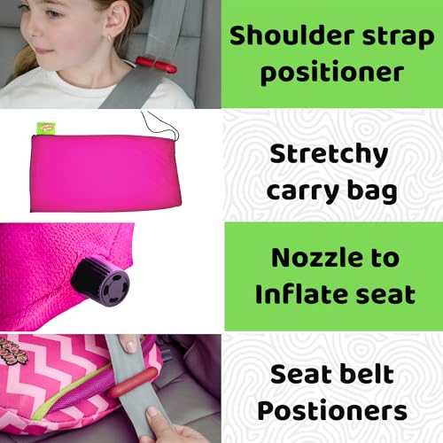 Inflatable Booster Car Seat for Kids Pink Chevron - Travel & Safety