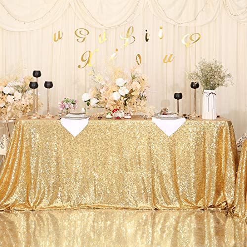 SquarePie Gold Sequin Tablecloth 60x102 Inch for Wedding & Party Decor
