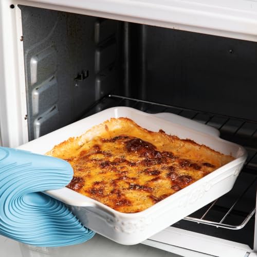 Sweejar Kiln-Change White Ceramic Bakeware Set of 4 – Rectangular Casserole Dishes with Handles