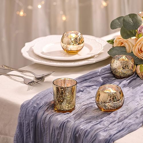 Gold Votive Candle Holders 48PCS Assorted Mercury Glass Wedding & Party Decor